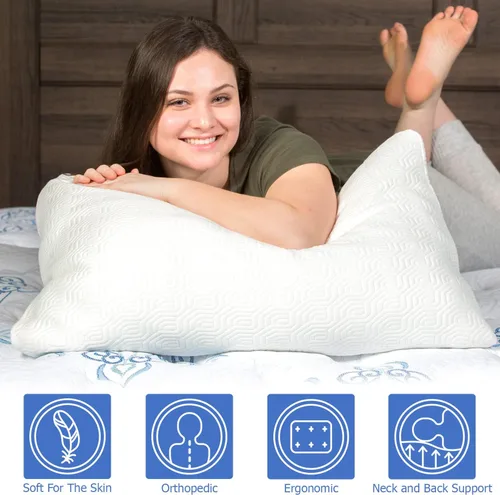 Vista 2 de Paquete de 2 almohadas de rayón tamaño Queen derivado de bambú para dormir, juego de almohadas de espuma viscoelástica triturada refrescante