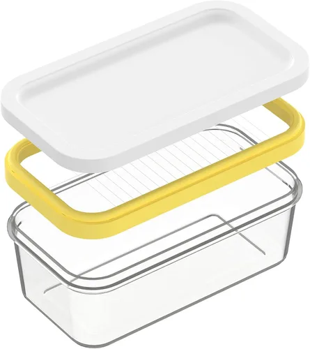 Vista 13 de UNIVIVO Cortador de Mantequilla de Plástico, Envase de Mantequilla con Tapa para Nevera, Corte Fácil de Dos Barras de Mantequilla de 4oz