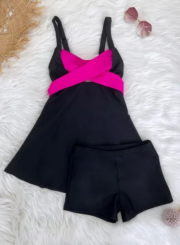 Vista 4 de SouqFone - Trajes de baño de dos piezas para mujer, top con volantes, parte inferior con cintura alta (disponible en tallas grandes)