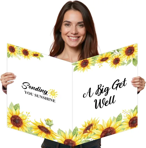 Vista 9 de Tarjeta de felicitación de despedida jumbo de color negro y dorado, grande, con texto en inglés "We Will Miss You", tarjetas para firmar tarjeta