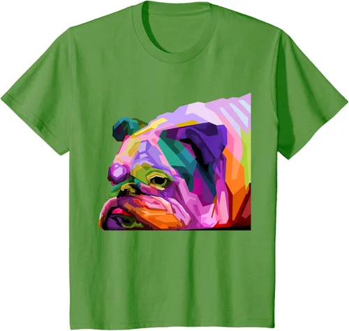Vista 94 de Camiseta de retrato pop artístico de bulldog británico inglés para dueños de perros, Negro, S