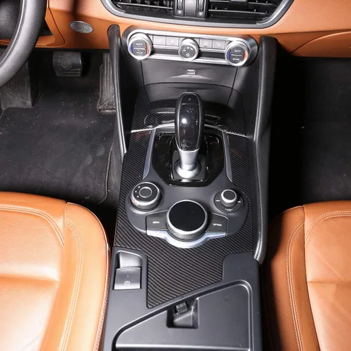 Vista 3 de Fibra de carbono ABS para Alfa Romeo Giulia 2017-2019 Interior del coche consola central cambio panel cubierta ajuste auto accesorios