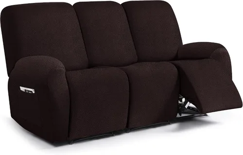 Vista 90 de ANARACHON Fundas para sillas reclinables con aspecto de cuero, funda elástica de 4 piezas, funda suave para silla reclinable, protector de muebles