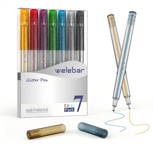Vista 9 de Juego de bolígrafos de gel con purpurina compatible con Cricut Maker 3/Maker 4/Maker/Explore 3/4/5/Air 2/Air, juego de 12 bolígrafos de punta media