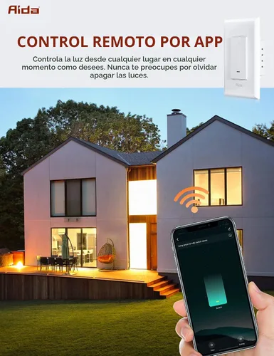 Vista 3 de AIDA Interruptor de luz inteligente, interruptor inteligente WiFi de 3 vías, compatible con Alexa y Google Home, requiere cable neutro, interruptor