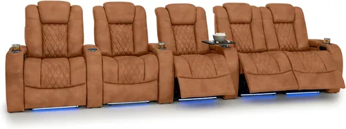Vista 190 de Seatcraft Asiento de cine en casa Diamante Marrón Reclinable Individual