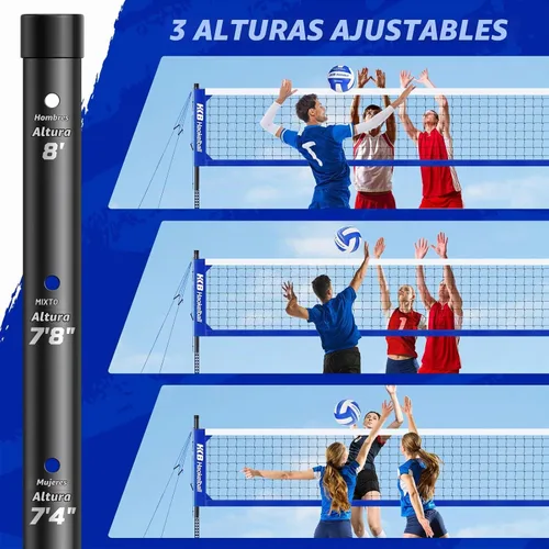 Vista 6 de Outdoor Volleyball Net for Backyard, 32FT Anti-Sag Net with Steel Poles