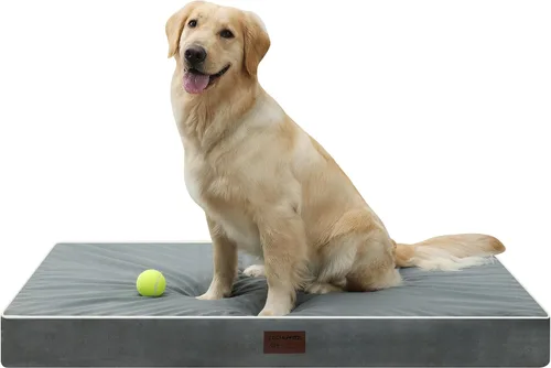 Vista 7 de Colchonetas de Cama para Perros Medianos - Cama Ortopédica para Perros con Espuma Gruesa tipo Huevo para Jaula, Funda Extraíble Lavable, Base Negro
