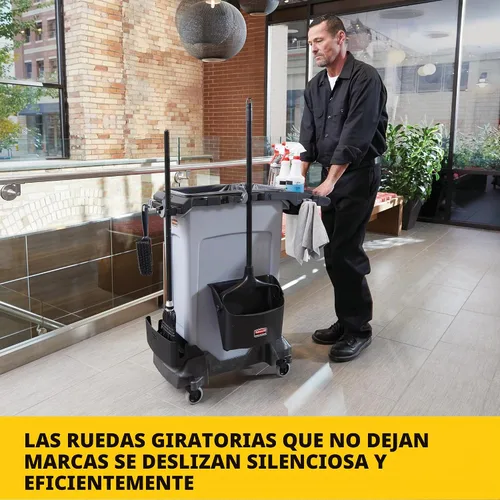 Vista 2 de Rubbermaid Commercial Products 1980602 Slim Jim - carrito de contenedor.