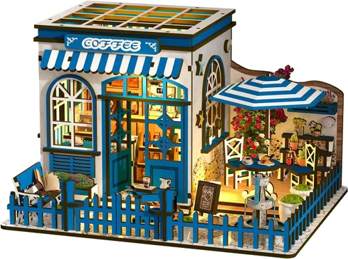 Vista 20 de Kit de rincón de libros para bricolaje con luz LED, casa de muñecas en miniatura, rompecabezas de madera 3D, decoración de estantería, regalo