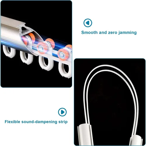 Vista 4 de Ceiling Mounted Double Track Curtain Rail, 3 6 9 ft Curtain Rail Track System for Smooth Ceiling or Wall Silent Heavy Aluminum Duty Curtain Track