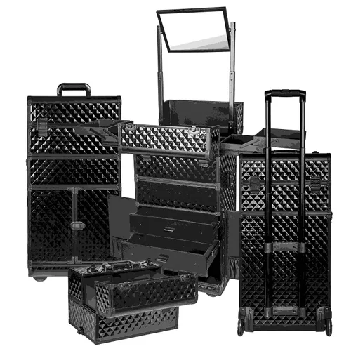 Vista 3 de Shany Rebel Series Pro Artistas de maquillaje Rolling tren y Trolley Case