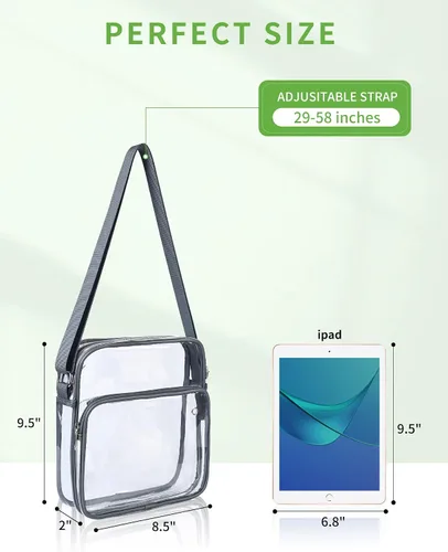 Vista 9 de MAY TREE Bolsa de mensajero transparente aprobada para estadios, eventos, conciertos, deportes, trabajo