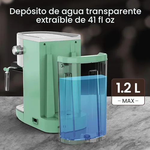 Vista 6 de Electactic Máquina de café espresso de 20 bares, cafetera profesional de acero inoxidable con pantalla LCD, tanque de agua extraíble de 45 onzas
