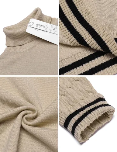 Vista 6 de COOFANDY Suéter básico de punto térmico acanalado para hombre