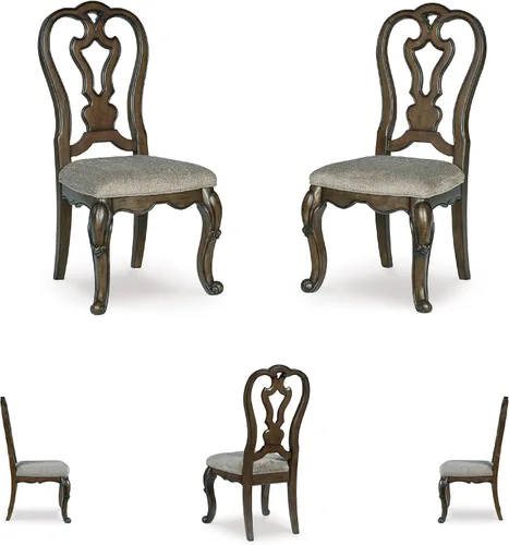 Vista 6 de Signature Design by Ashley Maylee Classic - Silla de comedor tapizada sin brazos, juego de 2, color marrón oscuro
