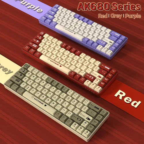 Vista 9 de ATTACK SHARK AK680 - Teclado mecánico para juegos 60% con cable, intercambiable en caliente, retroiluminación RGB arcoíris, impresión UV y control
