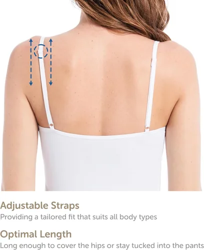 Vista 5 de Comfneat Paquete de 4 camisolas ajustadas de algodón con tirantes delgados ajustables para mujer