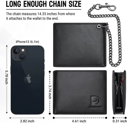 Vista 7 de billetera bifold chain, Negro2, Moda