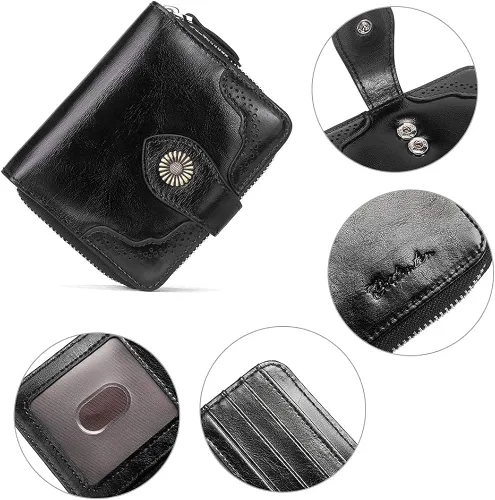 Vista 6 de BOSTANTEN Bolso de cuero para mujer, diseño de asa superior, bolso de hombro, bolso de Crossbody carteras negro y cuero para mujer RFID bloqueo