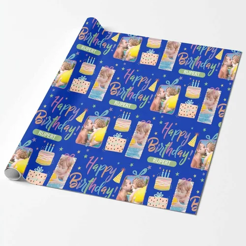 Vista 2 de M YESCUSTOM Personalized Birthday Wrapping Paper with Picture Age Custom 1st 18th 30th 40th 50th 60th Happy Birthday Gift Wrapping Paper Roll