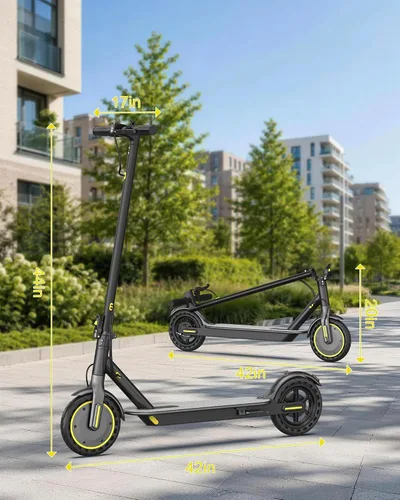 Vista 9 de Maxshot Electric Scooter, 350W/500W Powerful Motor, 19-22 MPH Max Speed, 15-28 Miles Range, Foldable escooter with Dual Braking Systems, Smart APP