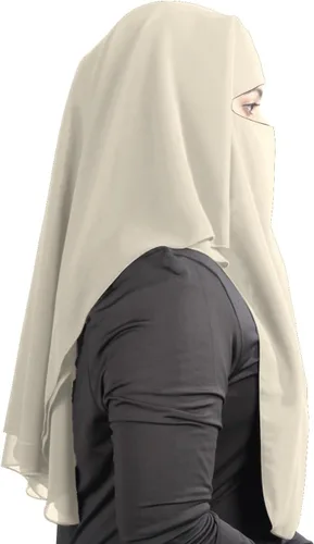 Vista 2 de 3 capas de Niqab saudí en georgette transpirable, Precio al por mayor, 1pc cara velo NQ-003
