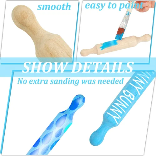 Vista 3 de Suclain 15 rodillos pequeños de madera para cocina, para hornear masa pequeña para niños, fondant, pastelería, pizza, manualidades y juego