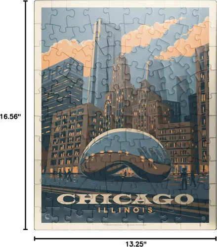 Vista 7 de MyPuzzle Chicago, IL: Magic Bean, Vintage Poster - Rompecabezas prémium de 100 piezas para adultos