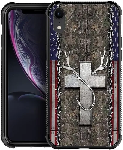 Vista 29 de DJSOK Funda compatible con iPhone XR, H American Eagle Flag con cuatro esquinas, protección a prueba de golpes, TPU suave y patrón de policarbonato