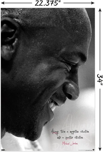 Vista 3 de Michael Jordan - Póster de pared Always Positive, 34 pulgadas de largo x 22.4 pulgadas de ancho, versión sin marco