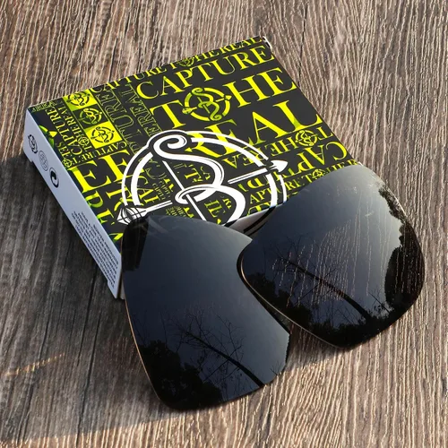 Vista 6 de Bowyer 6 pares de lentes de repuesto polarizadas para gafas de sol Oakley Holbrook XXL OO9487 de 2.402 in, color negro + espejo de titanio + espejo
