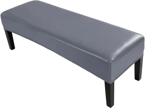 Vista 19 de SearchI Funda elástica para banco de comedor, lavable y duradera, fundas de asiento rectangulares para comedor, sala de estar, cocina (rejilla beige)