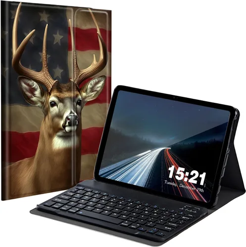 Vista 12 de Funda de teclado para Samsung Galaxy Tab S6 Lite 2022/2020, Galaxy Tab S6 Lite SM-P610/P613/P615/P619 con teclado Bluetooth inalámbrico desmontable