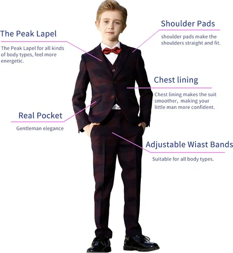 Vista 2 de ELPA ELPA Conjunto de trajes de cuadros ajustados para niños pequeños y grandes