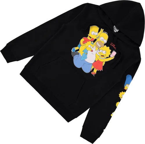 Vista 6 de The Simpsons Sudadera con capucha para mujer, Lisa, Bart y Homer Simpson con estampado de manga
