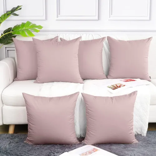 Vista 12 de Coddsmz Paquete de 6 fundas de almohada decorativas 100% algodón, fundas de cojín cuadradas de Navidad sólidas para el hogar, cama, sofá, día