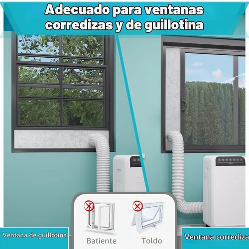 Vista 6 de Paneles de espuma aislante de doble capa para aire acondicionado portátil, kit de ventilación de ventana, kit de ventana de ventilación de secadora