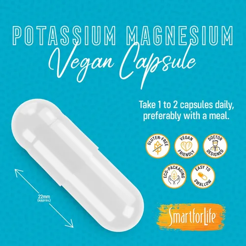 Vista 3 de SMART FOR LIFE Suplemento de potasio y magnesio - 30 cápsulas veganas - Suplemento de magnesio y potasio - Complejo mineral de alta absorción