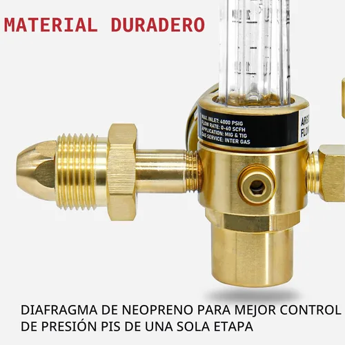 Vista 5 de RX WELD Regulador de argón para soldadura MIG TIG, CGA580, manguera de 6.6 pies Tomas dobles de 9/16" y 5/8" + púa de 1/4