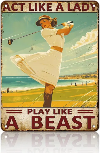 Vista 10 de Golf Girl Metal Tin Sign Golf Metal Poster Never Underestimate A Lady Who Plays Golf Funny Vintage Tin Sign Wall Plaque Poster 12x16inch