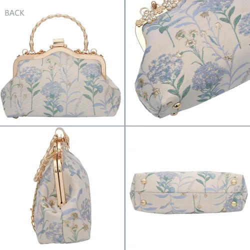 Vista 4 de YeBon Retro Shoulder Chain Messenger Clutch Chinese Style Embroidered Jacquard Women's Evening Bags