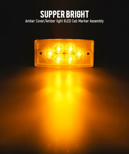Vista 2 de Partsam 5 luces rectangulares ámbar 6 LED parte superior transparente para Freightliner Volvo