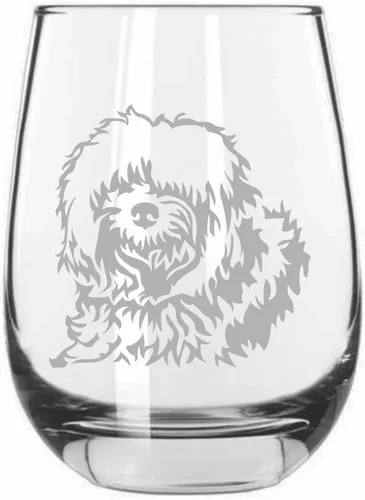 Vista 293 de Shar Pei (chino) - Vaso de vino sin tallo grabado para perro, 15.25 onzas