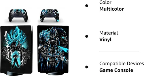 Vista 3 de Decal Moments PS5 Console Disc Version PS5 Controller Skin Vinyl Sticker Video Game Console Decal Playstation 5 Cover Saiyan
