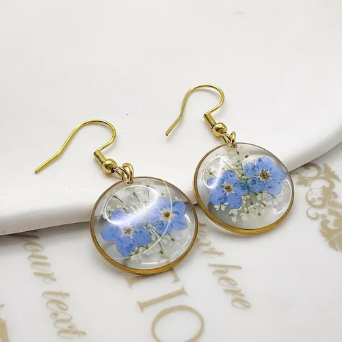Vista 16 de Pendientes de flores prensadas hechos a mano para mujer