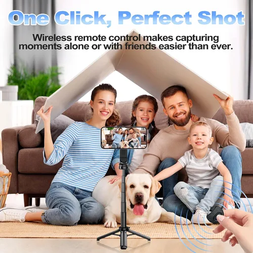 Vista 10 de Palo selfie magnético multifuncional 4 en 1 con rotación de 360°, mini trípode portátil extensible para teléfono con control remoto y anillo