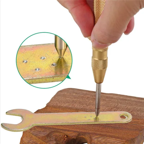 Vista 3 de 2 Pack Perforadora Central Automática, Herramienta de Perforación de Resorte Cargada de 13 cm, Herramienta de Perforación de Resorte de Latón
