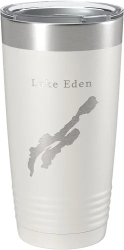 Vista 13 de Lake Eden Map Tumbler Travel Mug Insulated Laser Engraved Coffee Cup Vermont 20 oz Black
