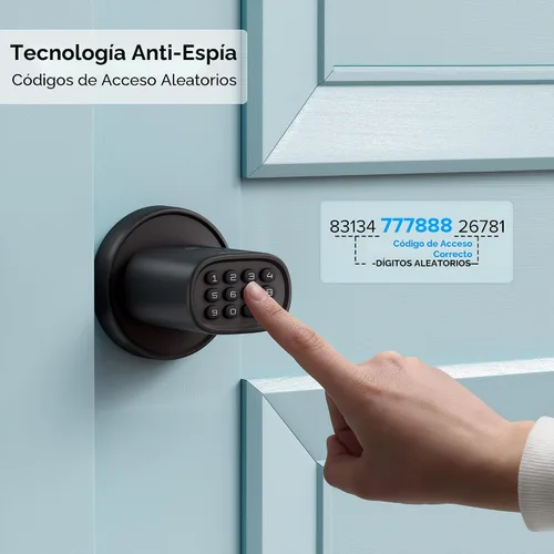 Vista 8 de ThorBolt Pomo de puerta de huellas dactilares, perilla de puerta sin llave con teclado biométrico electrónico, bloqueo automático para puertas